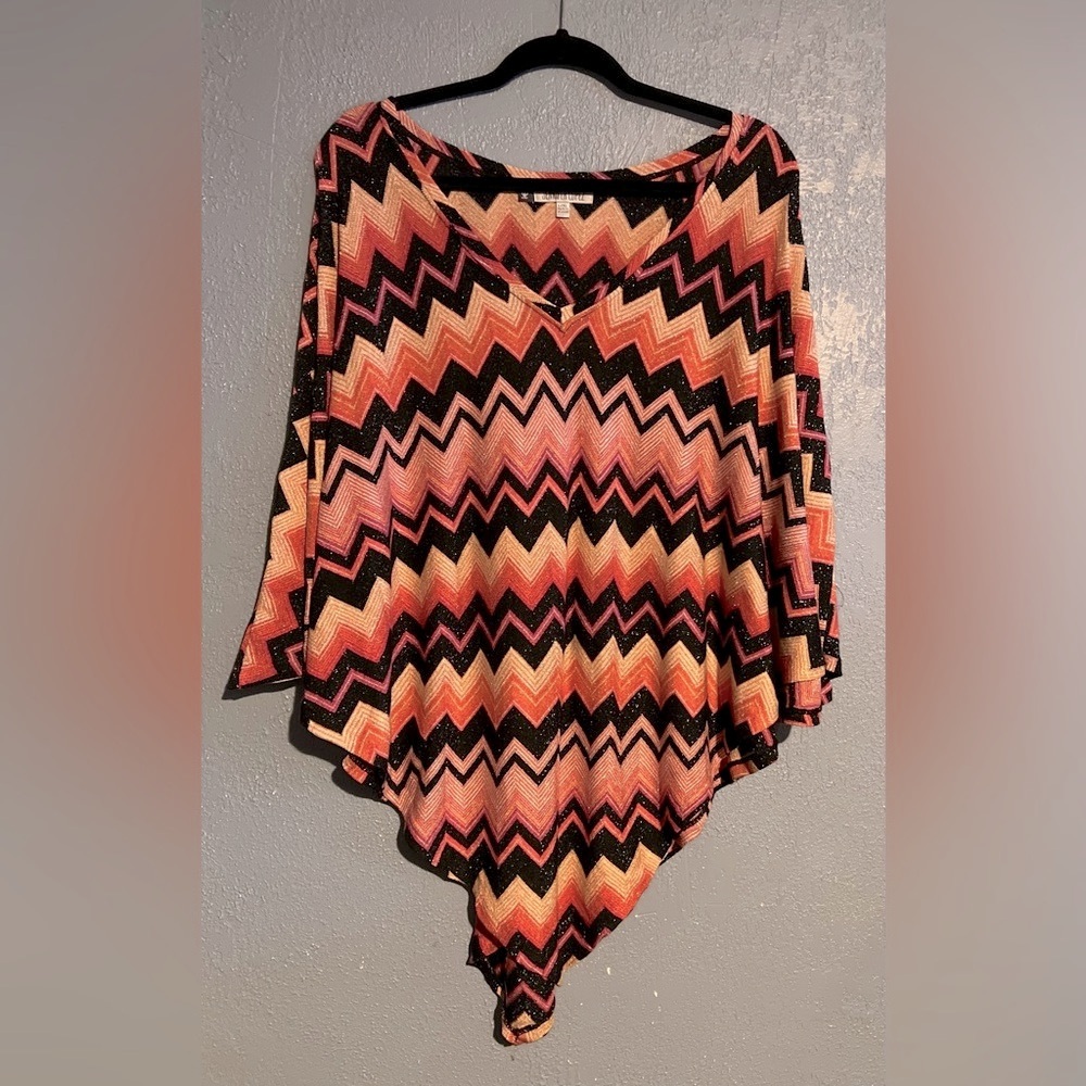 Jennifer Lopez Sparkly Multi-color Chevron Poncho Top